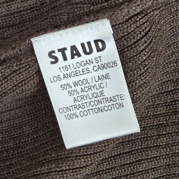 Staud Hazel Dress Womens Large Brown Sweater Knit Combo Long Sleeve Maxi Wool - Picture 5 of 8